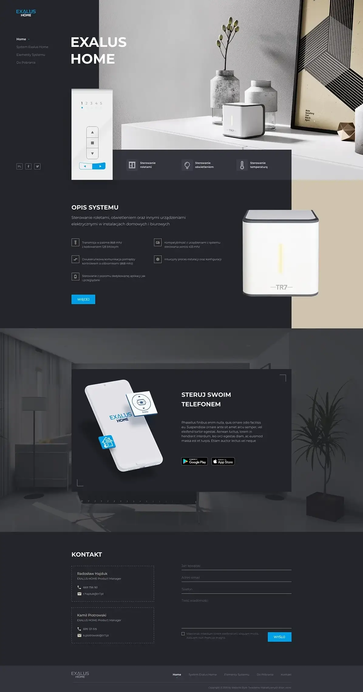 Exalus Device - Smart home landing page