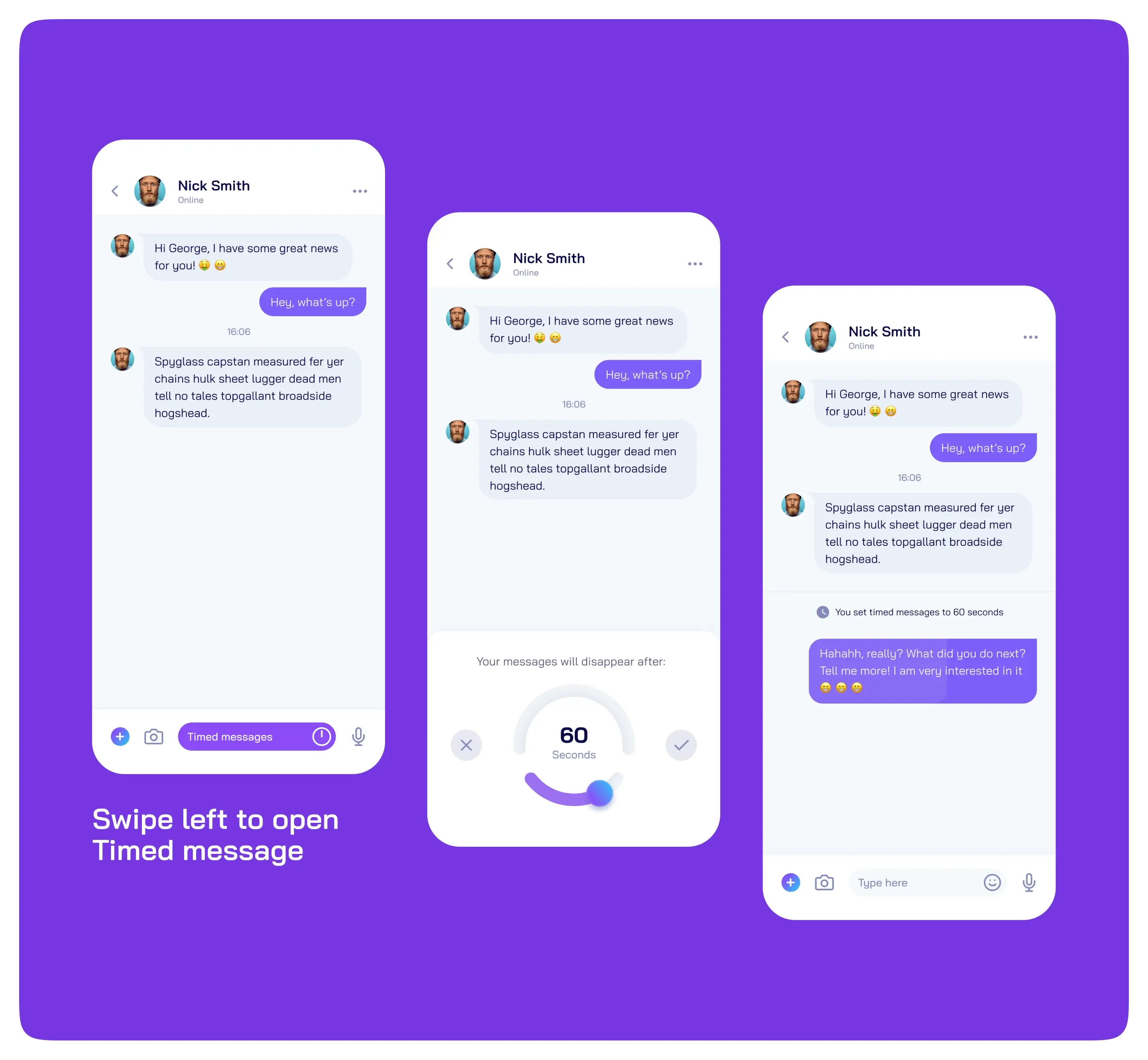 Secret - Timed messages feature