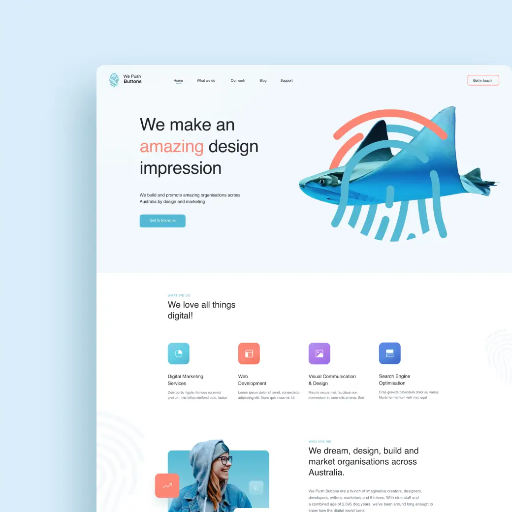 We push buttons - Creative agency landing page