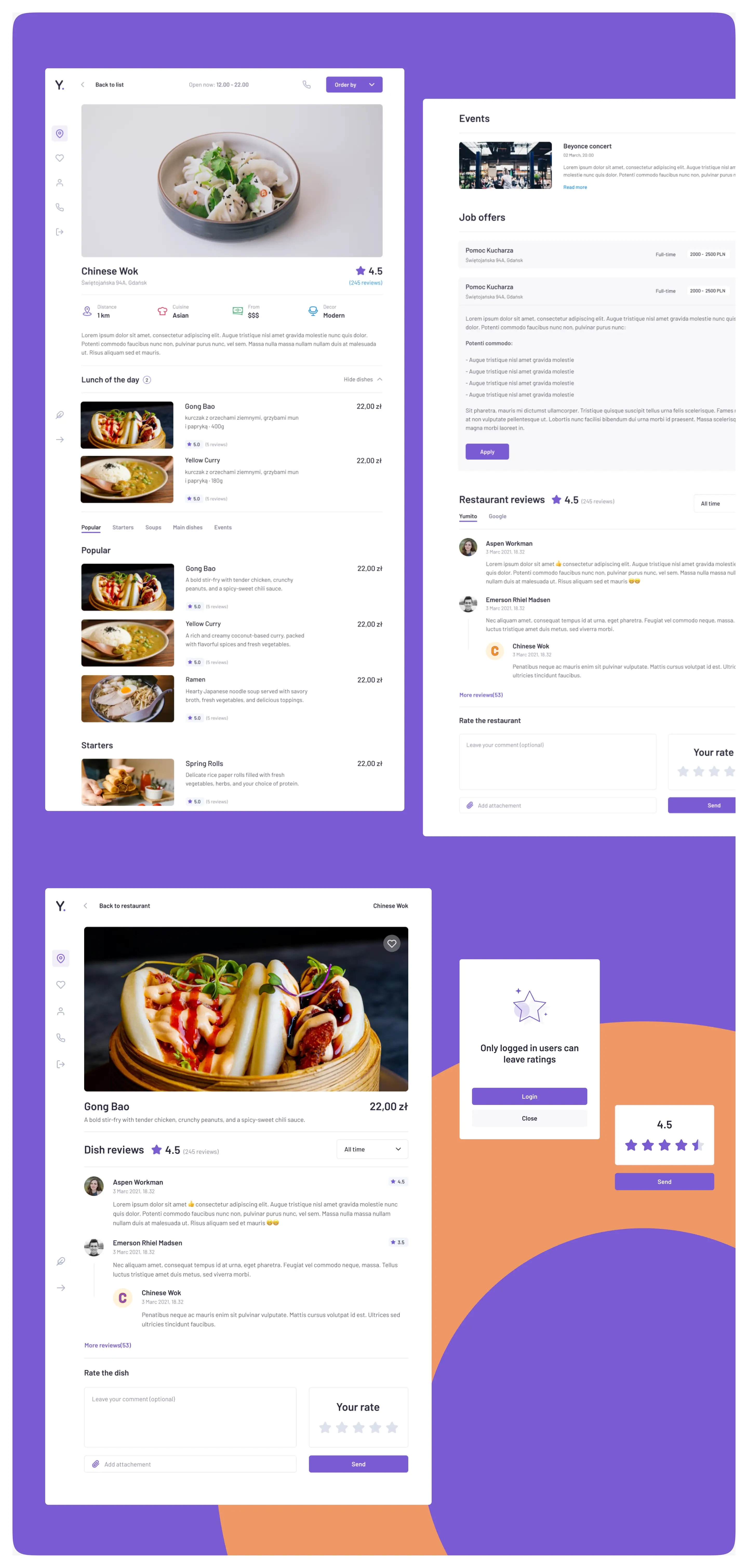 Yumito - Restaurant page and Dish page